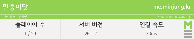 마인리스트가 제공하는 실시간 마인크래프트 서버 상태