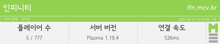 마인리스트가 제공하는 실시간 마인크래프트 서버 상태