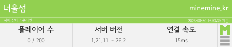 마인리스트가 제공하는 실시간 마인크래프트 서버 상태