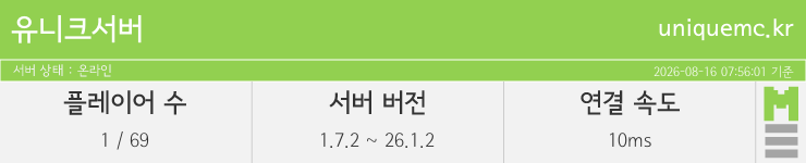 마인리스트가 제공하는 실시간 마인크래프트 서버 상태