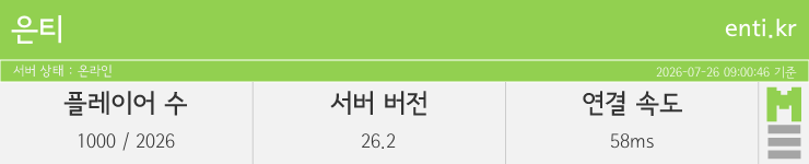마인리스트가 제공하는 실시간 마인크래프트 서버 상태