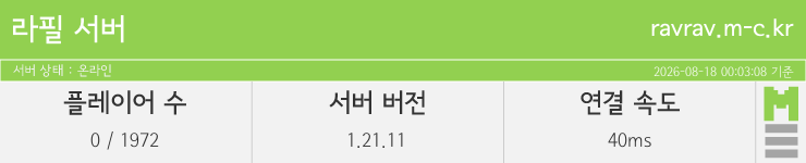 마인리스트가 제공하는 실시간 마인크래프트 서버 상태