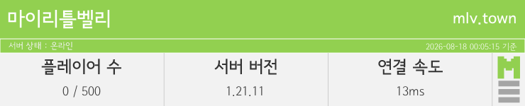 마인리스트가 제공하는 실시간 마인크래프트 서버 상태