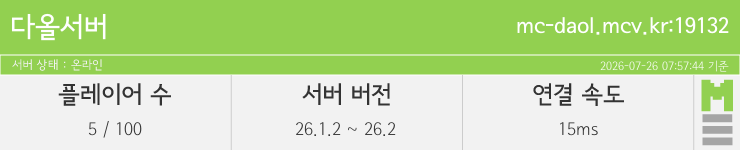 마인리스트가 제공하는 실시간 마인크래프트 서버 상태