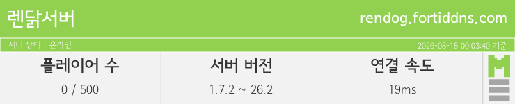 마인리스트가 제공하는 실시간 마인크래프트 서버 상태