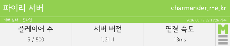 마인리스트가 제공하는 실시간 마인크래프트 서버 상태