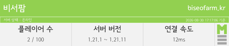 마인리스트가 제공하는 실시간 마인크래프트 서버 상태