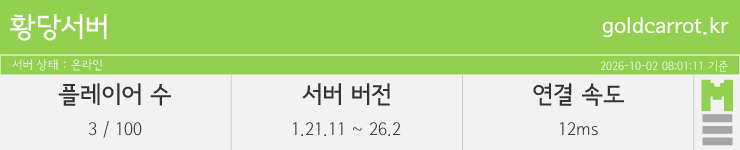 마인리스트가 제공하는 실시간 마인크래프트 서버 상태
