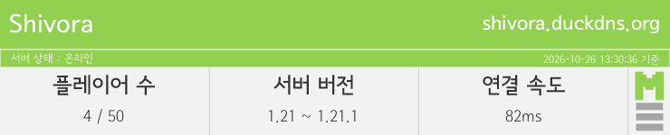 마인리스트가 제공하는 실시간 마인크래프트 서버 상태