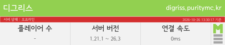 마인리스트가 제공하는 실시간 마인크래프트 서버 상태
